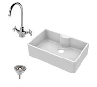 Fireclay 1 Bowl Butler Sink Tap Ledge Sink Mixer Tap Waste 795mm Balterley White One Size