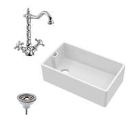 Balterley Fireclay Belfast Sink Overflow Tap Waste 795mm in White Balterley White