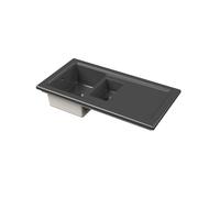 Balterley Ceramic Kitchen Sink with Drainer & Overflow Hole, 101cm Bowl Inset Fireclay Black Kitchen Sink, 1.5 Double Bowl Reversible Sinks with Plain Drainer - 1010 x 525 x 235mm (Dark Grey)