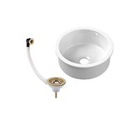 Balterley Fireclay Ceramic Bowl Round Undermount Kitchen Sink, 460mm in White Balterley White