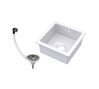 Balterley Fireclay Ceramic Single Bowl Square Undermount Kitchen Sink With Overflow And Brushed Nickel Strainer Waste, 457mm