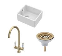 Fireclay Compact 1 Bowl Belfast Sink Waste Tap Brushed Brass 460mm Balterley Bronze One Size