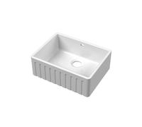 Balterley 595mm Butler White Kitchen Sink, Fluted Front Single Bowl with Overflow Hole, Durable Butler Fireclay Ceramic Kitchen Sink Bowl, Apron Front Farmhouse Sinks - 595 x 450 x 220mm (White)