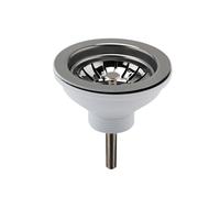 Balterley Kitchen Sink Waste Kit with Basket Strainer, 1 1/2 inch Sink Waste Pipe, Stainless Steel Basket Strainer, 90mm Standard Fittings - 115 x 115 x 63mm (Brushed Pewter)