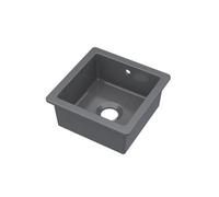Fireclay Single Bowl Square Undermount Kitchen Sink, Central Waste & Overflow, 457mm - Soft Black