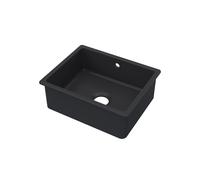 Fireclay Single Bowl Square Undermount Kitchen Sink with Overflow, 548mm - Soft Black
