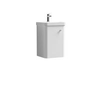 Balterley Flashbrook Contemporary Bathroom Wall Hung Single Door Vanity Unit & Ceramic Basin, Gloss White, 405mm