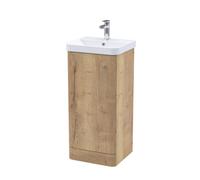 Balterley Flashbrook Contemporary Floor Standing 1 Door Vanity Basin Unit, 400mm, Autumn Oak