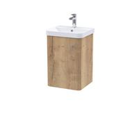 Balterley Flashbrook Contemporary Wall Hung 1 Door Vanity Basin Unit, 400mm, Autumn Oak