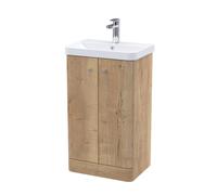 Balterley Flashbrook Contemporary Floor Standing 2 Door Vanity Basin Unit, 500mm, Autumn Oak