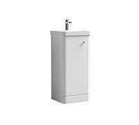 Floor Standing 1 Door Vanity Unit with Ceramic Basin - 400mm - Gloss White -Balterley