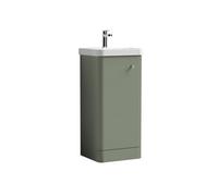 Balterley Flashbrook Modern Bathroom Floor Standing 1 Door Vanity Unit Basin, Satin Green, 405mm