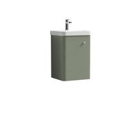 Balterley Flashbrook Modern Bathroom Wall Hung 1 Door Vanity Unit Basin, Satin Green, 405mm