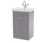 Balterley Floor Standing 2 Door Vanity 1 Tap Hole Fireclay Basin 500mm Grey Balterley Grey