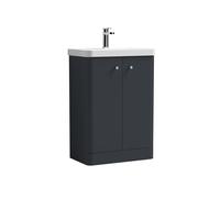 Floor Standing 2 Door Vanity Unit Ceramic Basin Soft Black 600mm Balterley Grey One Size