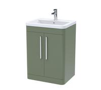 Balterley Floor Standing 2 Door Vanity Unit Ceramic Basin Satin Green 600mm Balterley Green