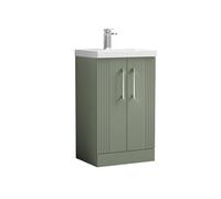 Balterley Floor Standing 2 Door Vanity Unit - Thin-Edge Basin 500mm, Satin Green Balterley Green