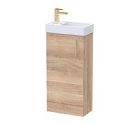 Balterley Floor Standing Vanity Basin 400mm Bleached Oak & Brushed Brass Handle