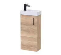 Balterley Floor Standing Vanity Basin 400mm Bleached Oak & Matt Black Handle