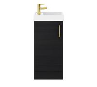 Balterley Floor Standing Vanity Basin 400mm Charcoal & Brushed Brass Handle in Black Balterley Black