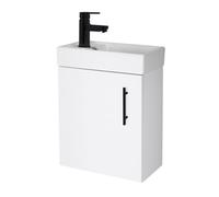 Balterley Floor Standing Vanity Basin 400mm Gloss White & Matt Black Handle Balterley White