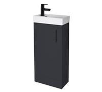 Balterley Floor Standing Vanity Basin 400mm Satin Soft Black & Matt Black Handle