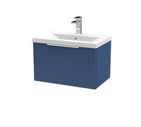 Balterley Fluted Wall Hung 1 Drawer Vanity Basin Unit & Basin 600mm - Satin Blue Balterley Blue