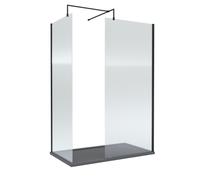 Fluted 8mm Glass Walk In Wetroom Screens and Shower Tray, 1400 x 800mm Balterley Grey One Size
