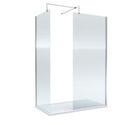 Balterley Fluted 8mm Glass Walk In Wetroom Screens & Shower Tray, 1400 x 800mm in Silver Balterley Silver