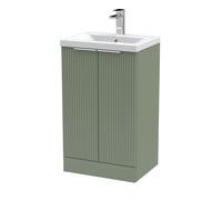 Balterley Fluted Bathroom Vanity with Basin, 500mm - Green Balterley Green
