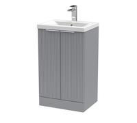 Balterley Fluted Front Floor Standing 2 Door Vanity Basin Unit 500mm, Satin Grey Balterley Grey