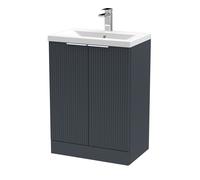 Balterley Fluted Front Floor Standing 2 Door Vanity Basin Unit 600mm - Dark Grey Balterley Grey