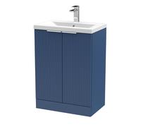Balterley Fluted Front Floor Standing 2 Door Vanity Basin Unit 600mm, Satin Blue Balterley Blue