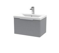 Balterley Fluted 600mm Wall Hung Vanity with Mid-Edge Basin - Grey Balterley Grey