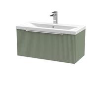 Balterley Fluted 800mm Wall Hung Single Drawer Vanity Unit & Basin - Green Balterley Green
