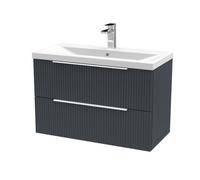 Balterley Fluted 800mm Wall Hung 2-Drawer Vanity Unit & Basin in Grey Balterley Grey
