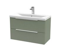 Balterley Fluted 800mm Wall Hung 2-Drawer Vanity Unit & Basin - Green Balterley Green