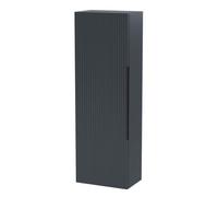 Balterley Fluted Front Wall Hung Single Door Tall Bathroom Storage Unit, 400mm, Dark Grey, Black Handle