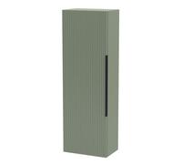 Balterley Fluted Front Wall Hung Single Door Tall Bathroom Storage Unit, 400mm, Green, Black Handle