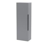 Balterley Fluted Front Wall Hung Single Door Tall Bathroom Storage Unit, 400mm, Grey, Black Handle