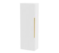 Balterley Fluted Front Wall Hung Single Door Tall Bathroom Storage Unit, 400mm, White, Brushed Brass Handle