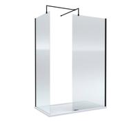 Balterley Fluted Walk-In Wetroom Bundle With Tray And Waste, 1400X800mm, Matt Black