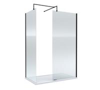 Balterley Fluted Walk-In Wetroom Bundle With Tray And Waste, 1400X800mm, Matt Black