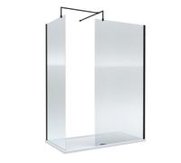 Balterley Fluted Walk-In Wetroom Bundle With Tray And Waste, 1500X800mm, Matt Black