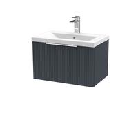 Balterley Fluted Wall Hung Vanity Unit with Basin, 500mm - Dark Grey Balterley Grey
