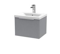 Balterley Fluted Wall Hung 1 Drawer Vanity Basin Unit With Ceramic Basin 500mm - Satin Grey
