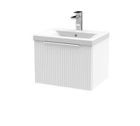 Balterley Fluted Wall Hung 1 Drawer Vanity Basin Unit With Ceramic Basin 500mm - Satin White