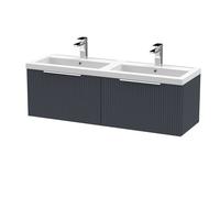 Balterley Fluted Wall Hung 2 Drawer Vanity Basin Unit & Basin 1200mm - Dark Grey Balterley Grey