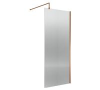 Balterley Fluted Wetroom Screen With Support Bar, 900mm, Brushed Bronze