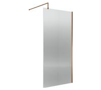 Balterley Fluted Wetroom Screen with Support Bar, 1000mm, Brushed Bronze